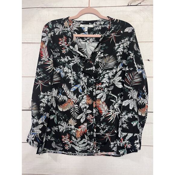 Derek Lam 10 Crosby Tops - Size 2 Derek Lamb 10 Crosby Top Ruffles Black Floral